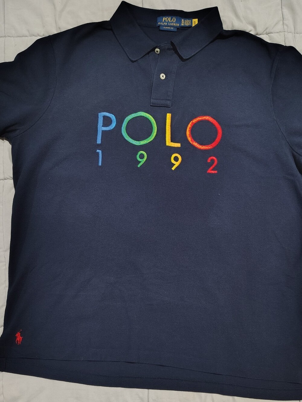 Polo Ralph Lauren Navy 'POLO 1992' Embroidered Polo Shirt Size XL
